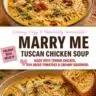 Bowl of Marry Me Tuscan Chicken Soup garnished with herbs