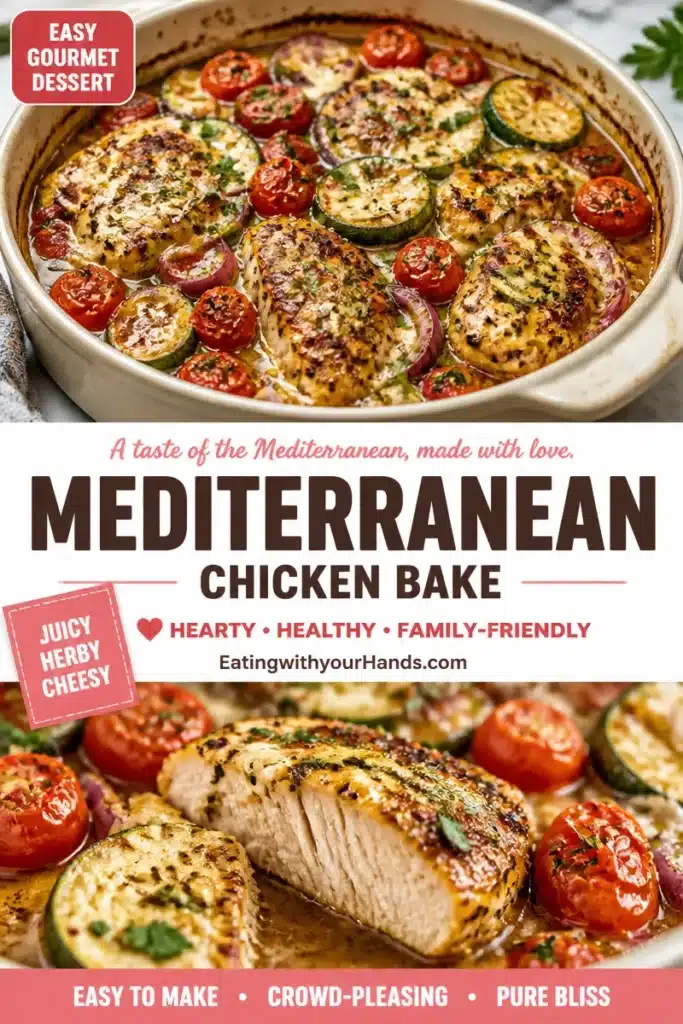 Mediterranean-Style Baked Chicken served on a plate with fresh herbs