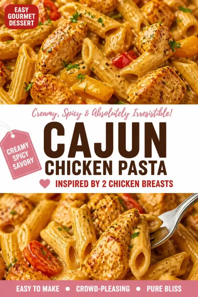 Delicious bowl of creamy Cajun Chicken Pasta garnished with fresh herbs