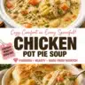Homemade chicken pot pie soup in a slow cooker, prepared from scratch without canned soup.