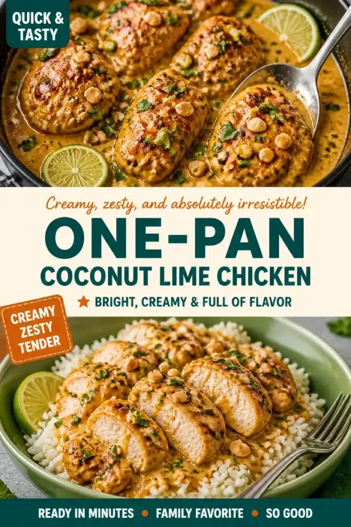 One-Pan Coconut Lime Chicken with vibrant flavors in a delicious meal.