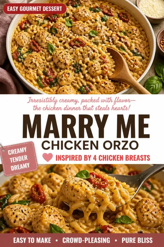 One-Pan Marry-Me Chicken served with orzo on a dining table.