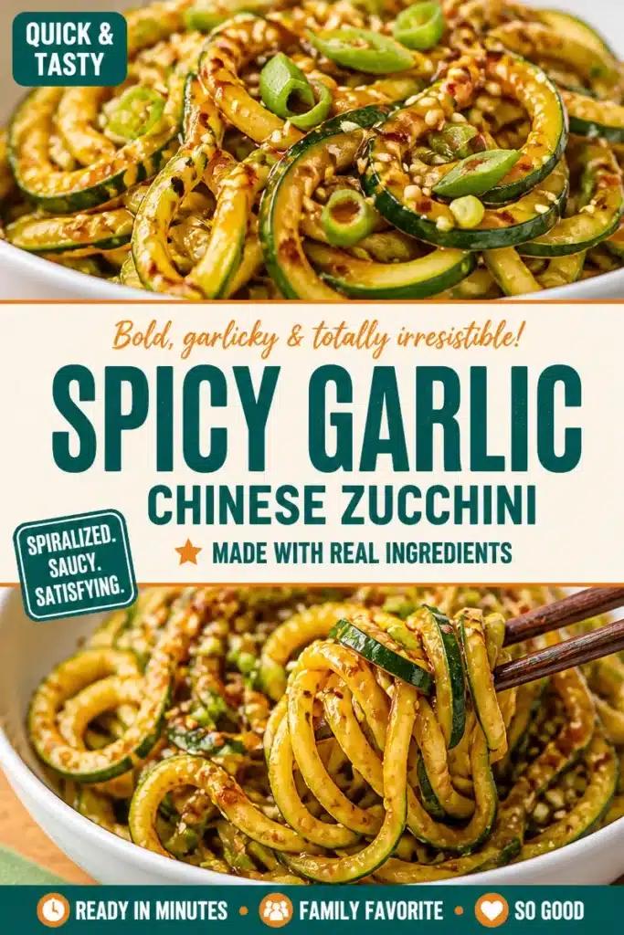 Delicious spicy garlic Chinese zucchini noodles served with fresh herbs