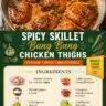 Spicy Skillet Bang Bang Chicken Thighs served on a plate with garnishes