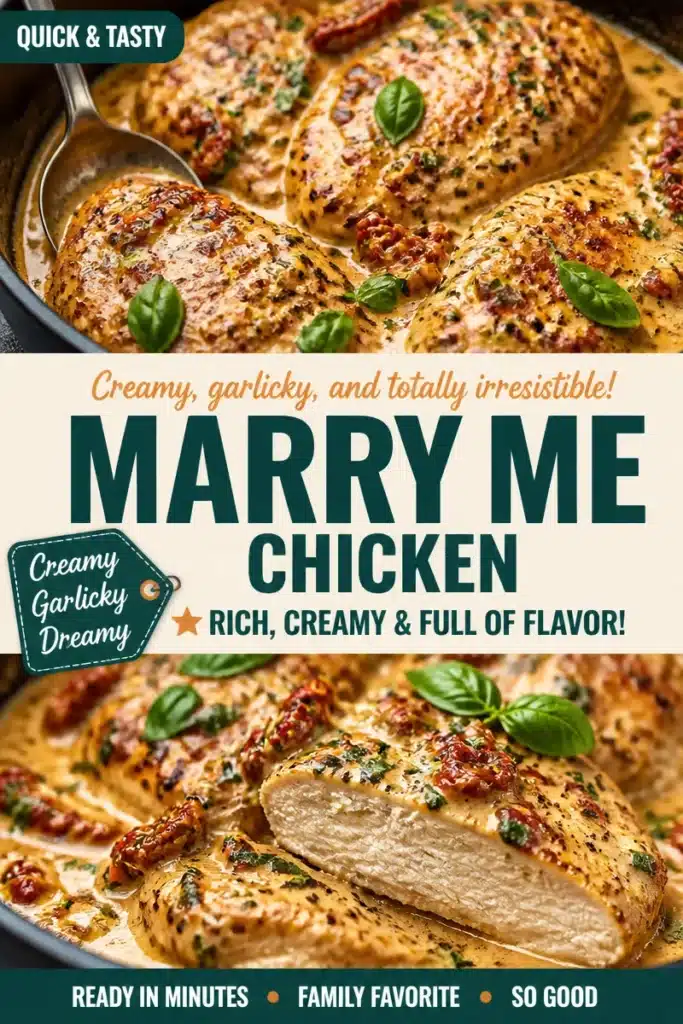 Delicious creamy garlic chicken served with herbs and garnishes