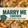 Delicious creamy garlic chicken served with herbs and garnishes